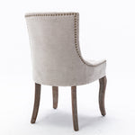 A&A Furniture Ultra Side Dining Chair with Thickened Fabric and Bronze Nail Head, Beige, Set of 2