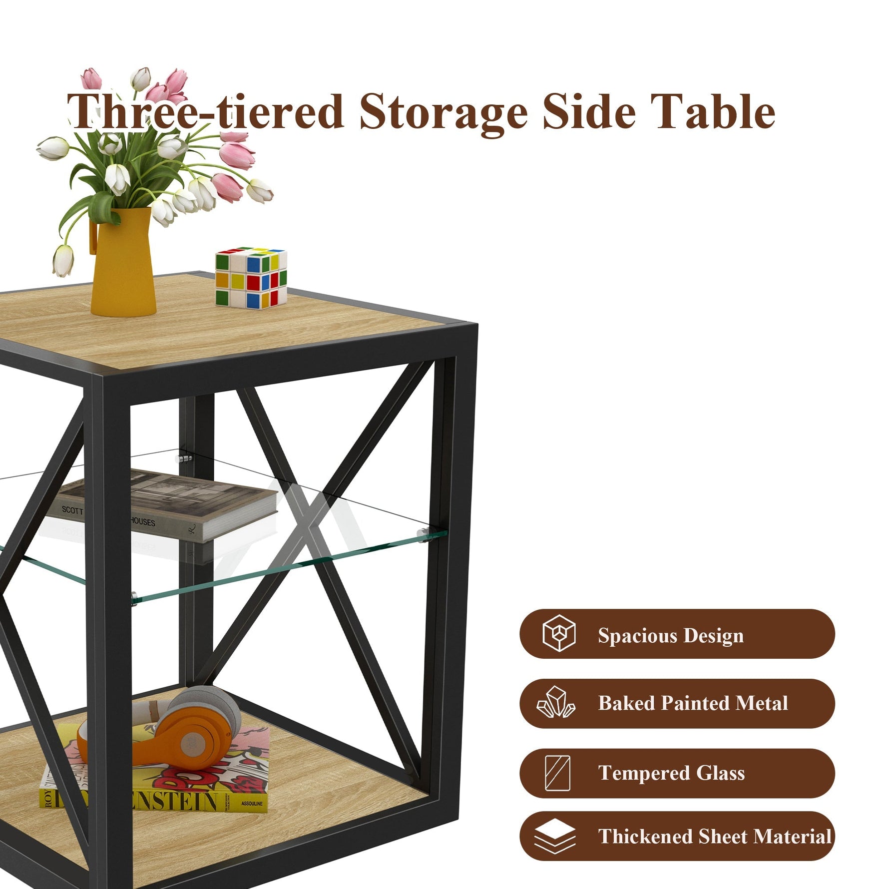 1 Piece Modern End Table Nightstand for Bedroom & Living Room