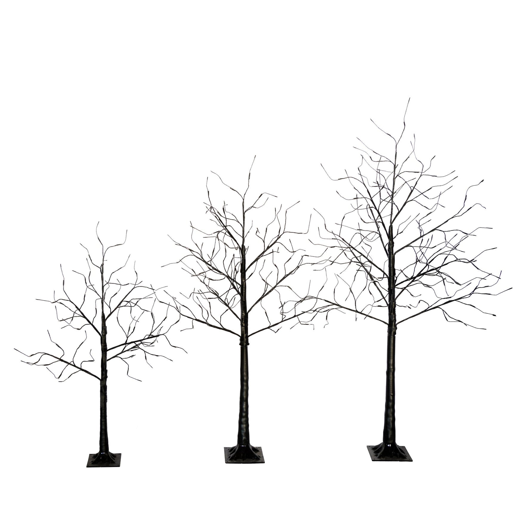 3 Pc Illuminated Halloween Tree with Purple LED Glow