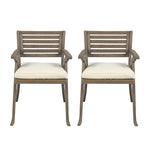 Helen Outdoor Acacia Wood Dining Chair Set of 2 - Gray / Creme
