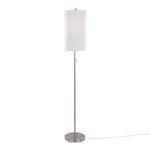 Bounty 62' Contemporary Metal Floor Lamp in Brushed Nickel with Linen Shade