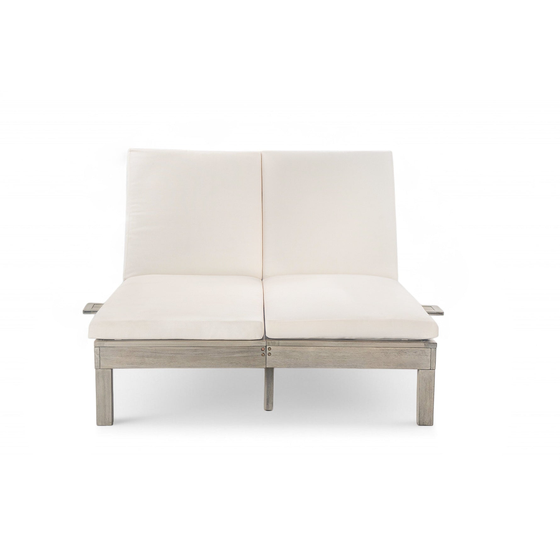 TREXM 5-Position Adjustable Backrest Double Chaise Lounge Outdoor