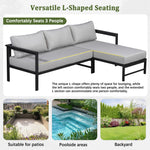 U_style Outdoor L-Shaped Sofa with Iron Frame and Ultra-Thick Cushions