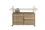 Outdoor Bar Table with Wicker Cabinet and Steel Top