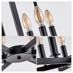 22' Modern Black Geometric 6-Light Chandelier – Industrial Metal Pendant Light Fixture for Living Room, Dining Room, or Kitchen (Bulb Not Included)