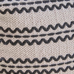 Lani Handcrafted Fabric Pouf - Durable Cotton Square in Natural / Black