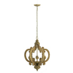 Farmhouse Chandelier, 6 Light Wood Chandelier Pendant Light Fixture With Adjustable Chain For Dining Room Living Room Entryway, Bulb Not Included