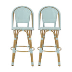 29.5' Outdoor PE Rattan and Aluminum French Barstools, Set of 2