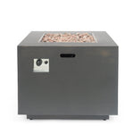 33" Outdoor Iron Square Propane Fire Pit - Brushed Brown