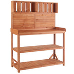 TOPMAX 65' Large Wooden Farmhouse Rustic Outdoor Potting Bench Table