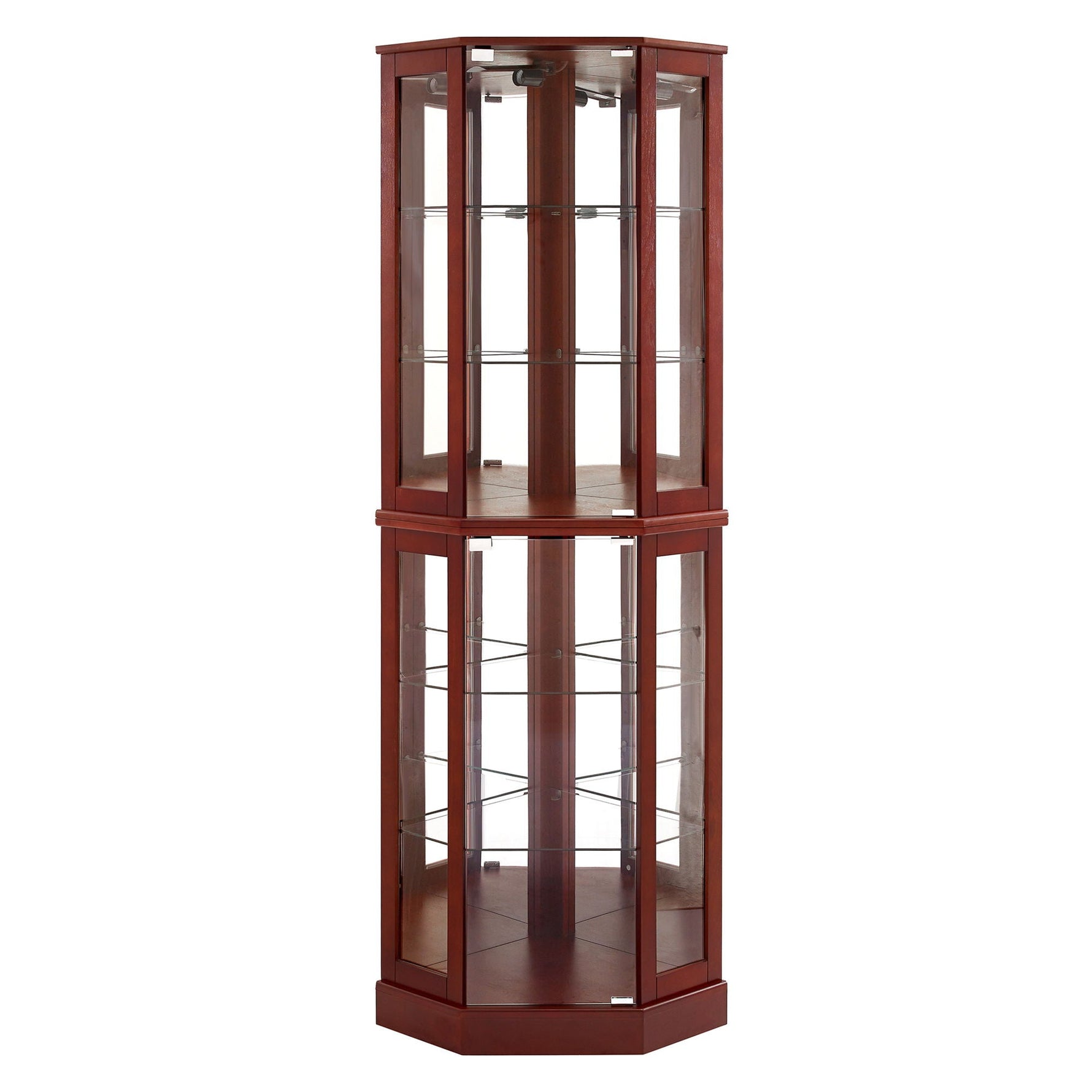 6 Shelf Corner Curio Display Cabinet With Lights, Mirrors And Adjustable Shelves