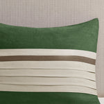 7 PC Pieced Faux Suede Comforter Set Green Cal King