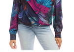 Karen Kane Printed Drape Front Top Multi