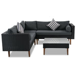 4-Piece Outdoor Wicker Sofa Set with Colorful Pillows