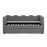 Cozy Gingham Daybed with Trundle Twin Size Sofa Bed
