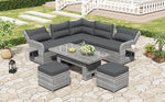 Outdoor Furniture Set Patio Rattan with Recliners and Tables