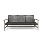 Outdoor Acacia Wood Wicker 3 Seater Sofa