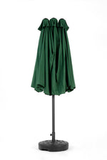 14.8 Ft Double Sided Outdoor Umbrella Rectangular Large with Crank (Dark Green)