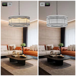 37-Inch Modern Black Round 8-Light Crystal Chandelier