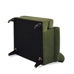 Alana 38" Lawson Accent Arm Chair Metal Casters, Olive Green Performance Velvet
