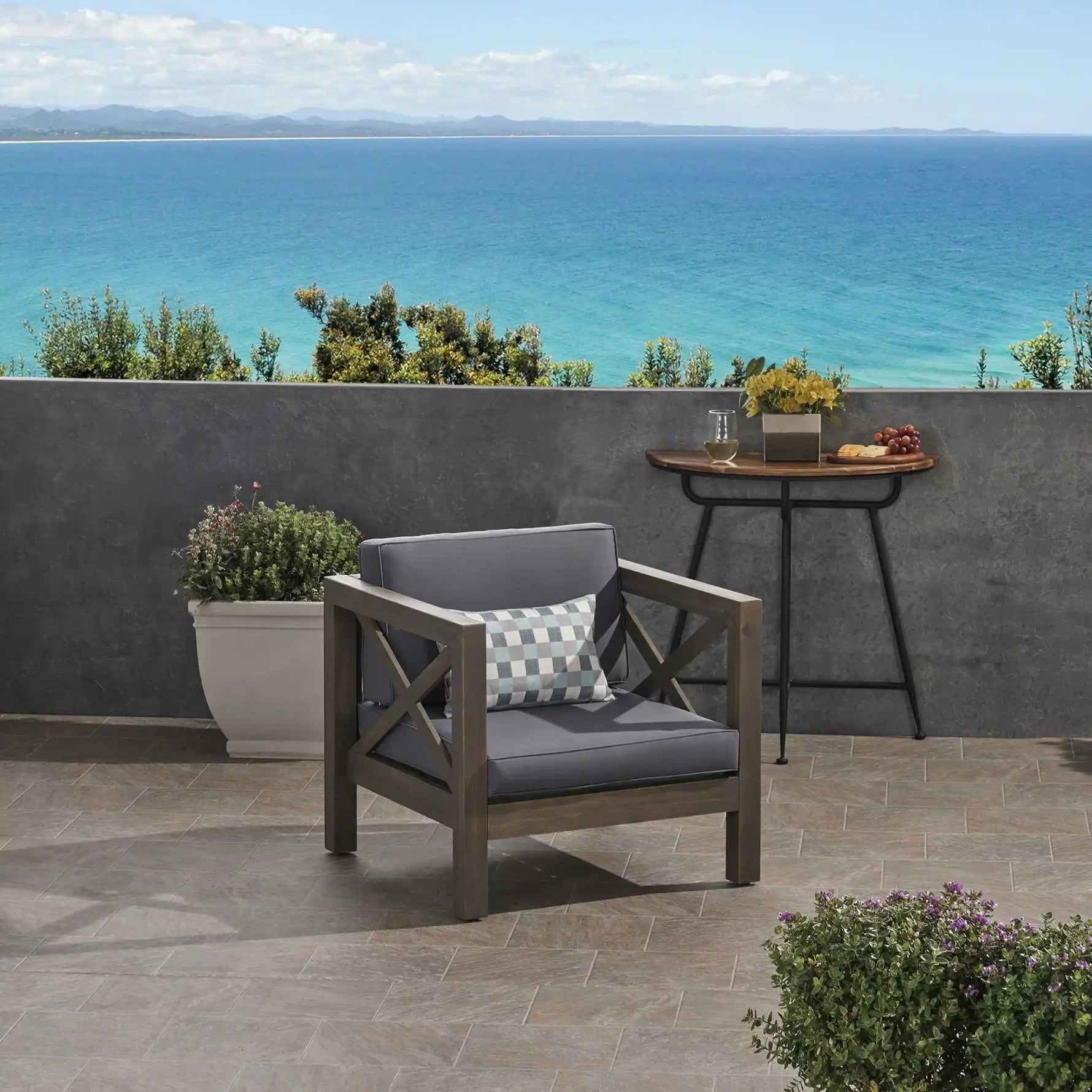 Brava Mid-Century Modern Club Chair with Water Resistant Cushions