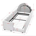 Twin Size Dinosaur-Shaped Kids Bed with Safety Guardrails