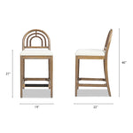 27" Upholstered Counter Stool Set of 2 with Arched Wood Back