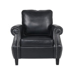 Contemporary Black PU Club Chair with Nailhead Trim and Rolled Armrests