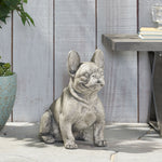Dog Garden Sculpture, Outdoor French Bulldog Garden Statue, Gray