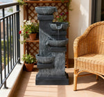 4-Tier Resin Cascading Bowls Outdoor Waterfall Fountain with LED Lights