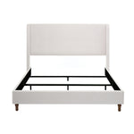 Hayden King Size Upholstered Wingback Bed with Textured Ivory Canvas and Tall 54' Headboard
