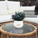 6PCS Outdoor Patio Balcony Natural Color Wicker Sofa Chair Set with Beige Cushion,Round Tempered Glass Table