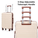3-Piece ABS Spinner Wheel Luggage Set 20"/24"/28" Beige