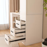 Computer Desk With 4 In 1 Socket & 3 Drawers, 4 Tier Shelves