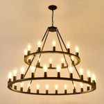 52 Inch Black Wagon Wheel Chandelier, 36-Lights