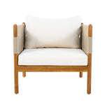 Outdoor Acacia Wood Club Chair with Diamond Rope Weave & Cushions, Teak Finish
