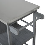 Outdoor Kitchen Island Fir Wood Prep Station with Stainless Steel Top