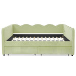 Queen Size Cozy Gingham Daybed with Two Storage Drawers and USB Port