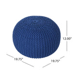 Bordeaux Knitted Cotton Round Pouf - Versatile Ottoman and Floor Cushion