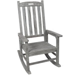 Wooden Oversized Porch Rocker Chair With Wide Seat and Tall Backrest