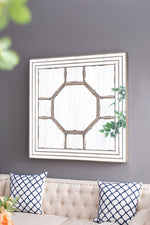 Antique Style Decorative Square Wall Mirror with Mirrored Frame
