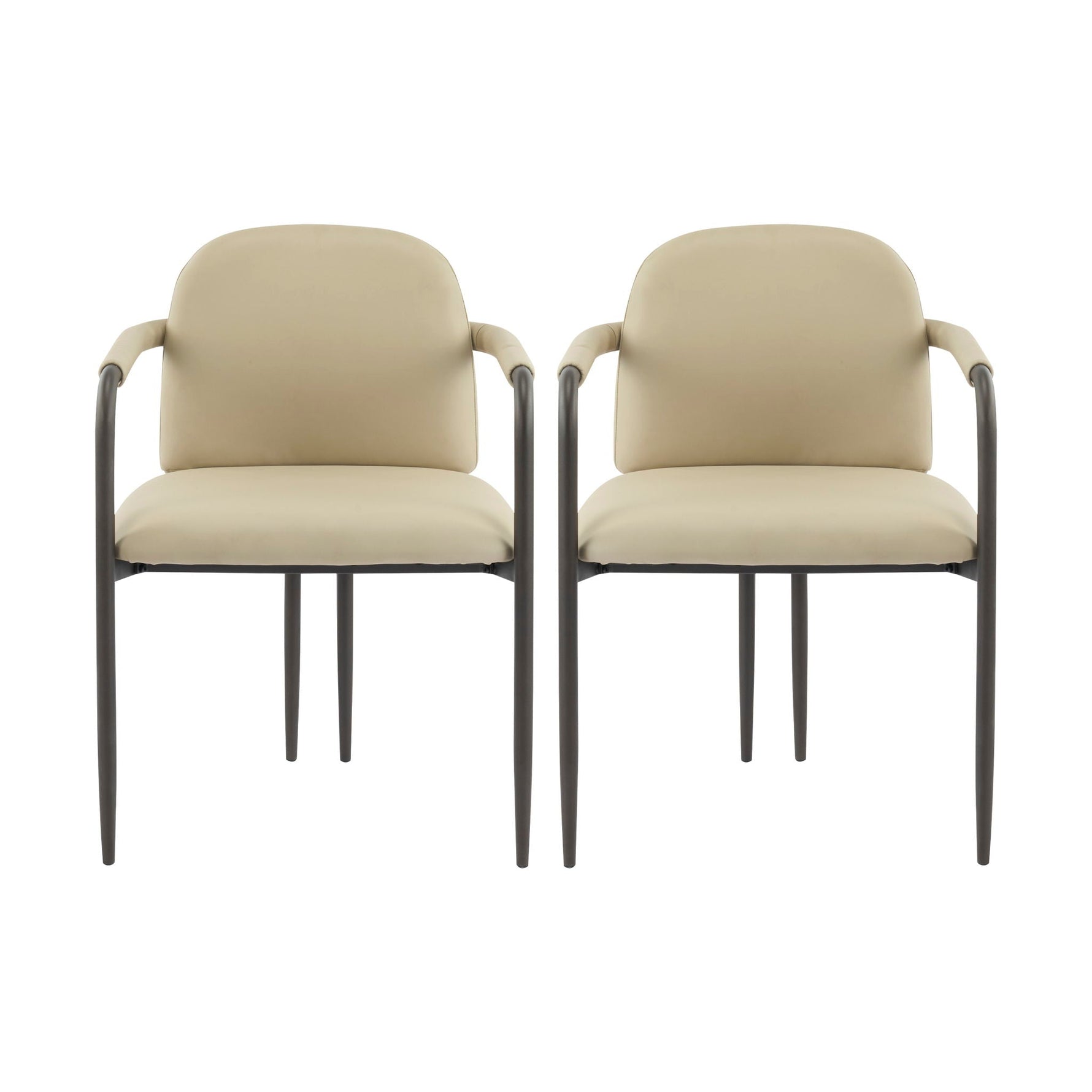 Modern Dining Chair Set of 2 with Iron Frame - Espresso / Khaki
