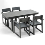 5 Piece Outdoor Dining Set with Umbrella Hole and 4 Armrest Chairs