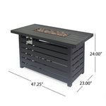 Rectangular Iron Fire Pit - 30,000 BTU - Tank Cover Inside