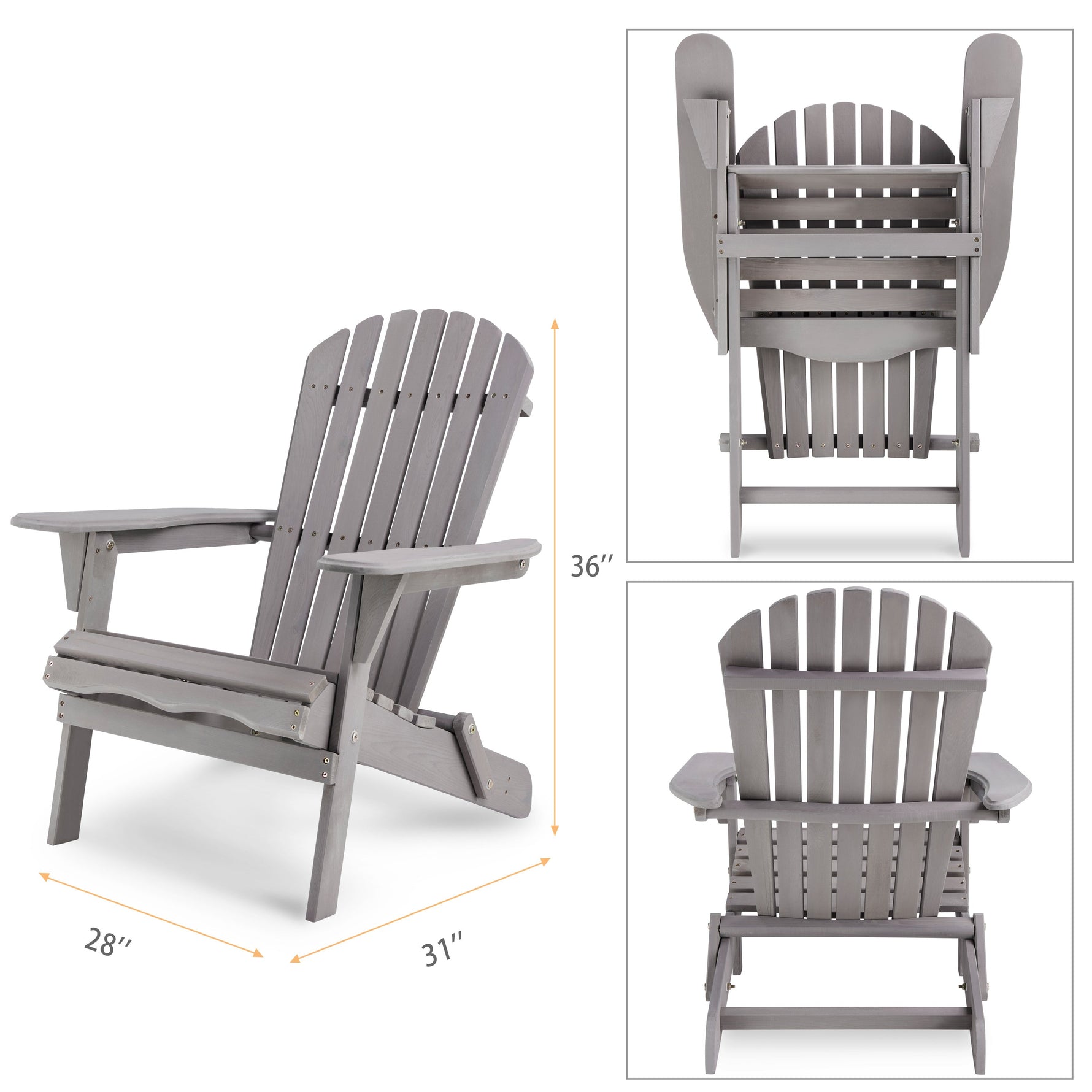 Classic Gray Cedar Wood Lounge Patio Chair Set of 2