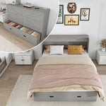 Murphy Bed With Storage Drawers And Charging Cabinet, Foldable Panels, Swivel Wheels