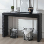 47" Modern Black Wood Console Table with Ribbed Legs