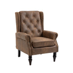 Modern Coffee Wood Frame Armchair with Microsuede Upholstery
