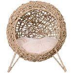 20.5' Weaved Banana Leaf Cat Bed with Cushion Beige