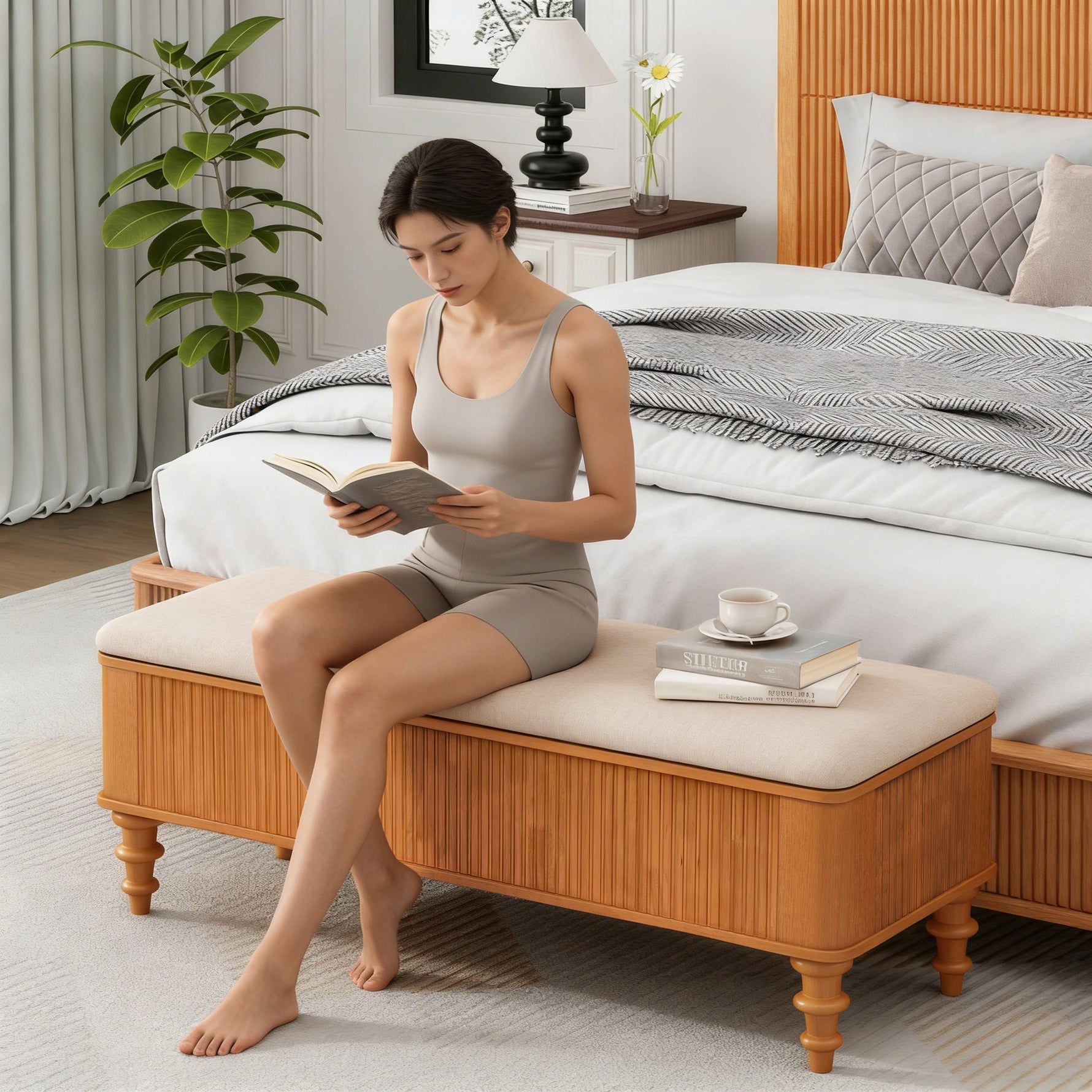 50.8-Inch Multi-Functional Storage Ottoman Bench